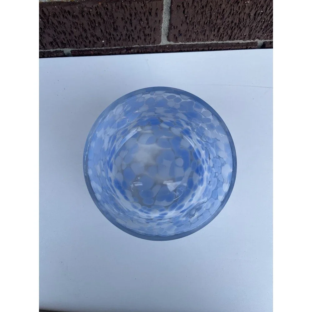 Anthropologie Festive Icon Blue‎ White Glass Snowflake Bowl